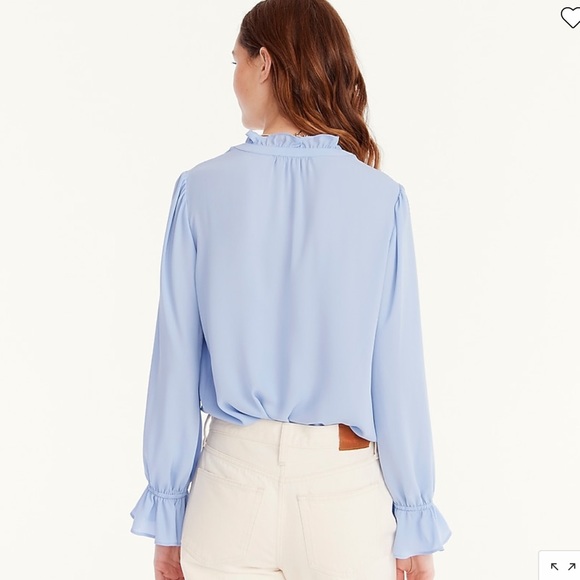 NWT J.Crew Drapey Ruffle Tie-Neck Top - Picture 2 of 6